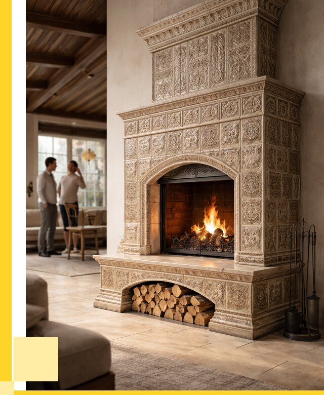 Купить изразцовый камин в Мончегорске от 252500 р. | ЭриданМнч