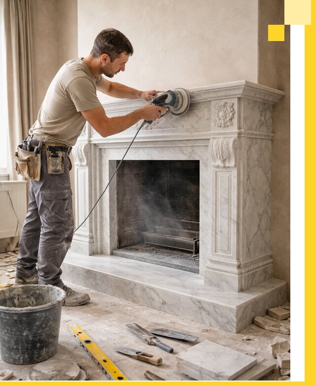 Изготовление и установка мраморных каминов в Мончегорске под ключ