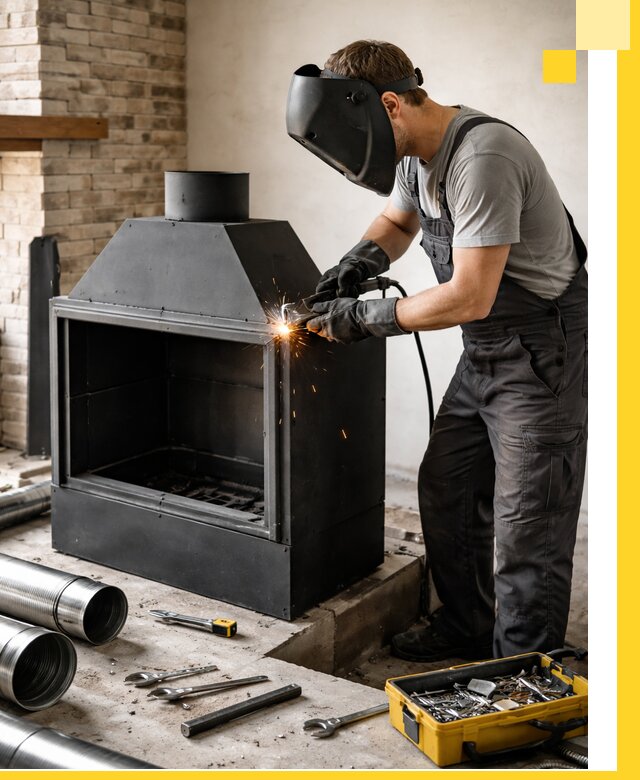 Продажа и установка металлических каминов в Мончегорске под ключ