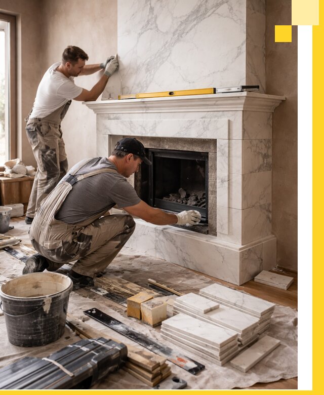 Отделка каминов в Мончегорске качественные облицовочные работы