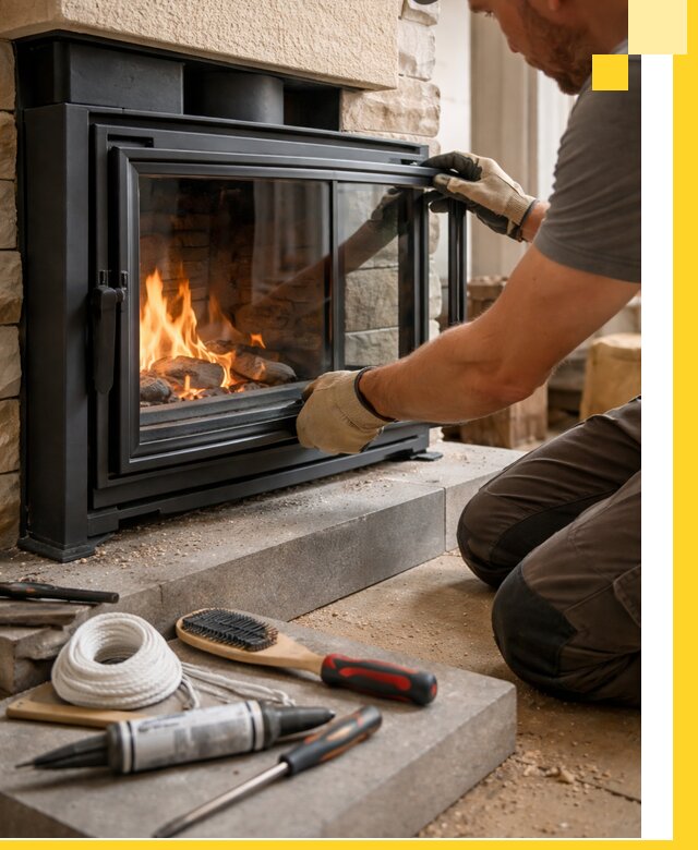 Производство, монтаж и доставка каминов со стеклом в Мончегорске