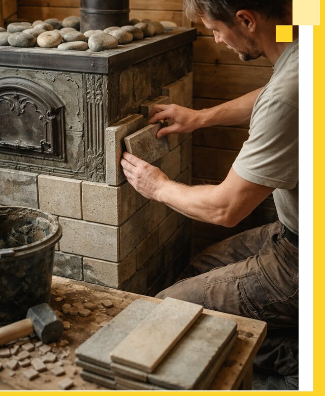 Облицовка банных печей в Мончегорске профессиональная отделка