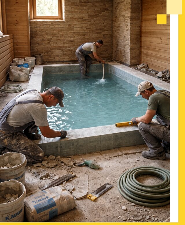 Проектирование и строительство бассейнов для бани в Мончегорске