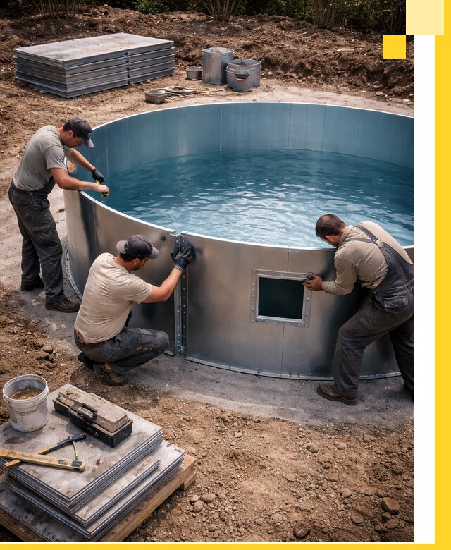 Круглые бассейны под ключ в Мончегорске проектирование и монтаж