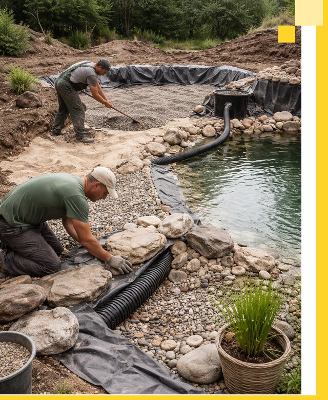 Строительство природных бассейнов и озер в Мончегорске под ключ