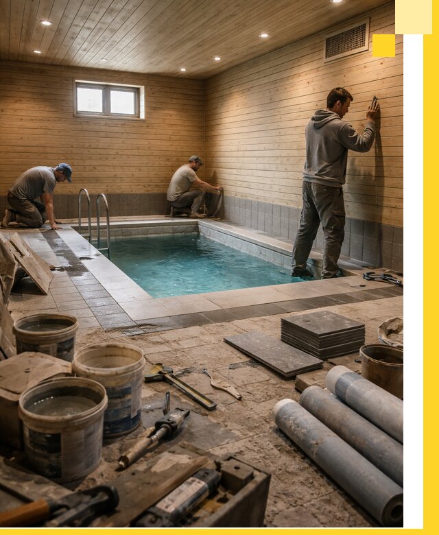 Строительство бани с бассейном и сауной под ключ в Мончегорске