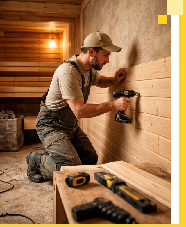 Профессиональная внутренняя отделка бани в Мончегорске под ключ