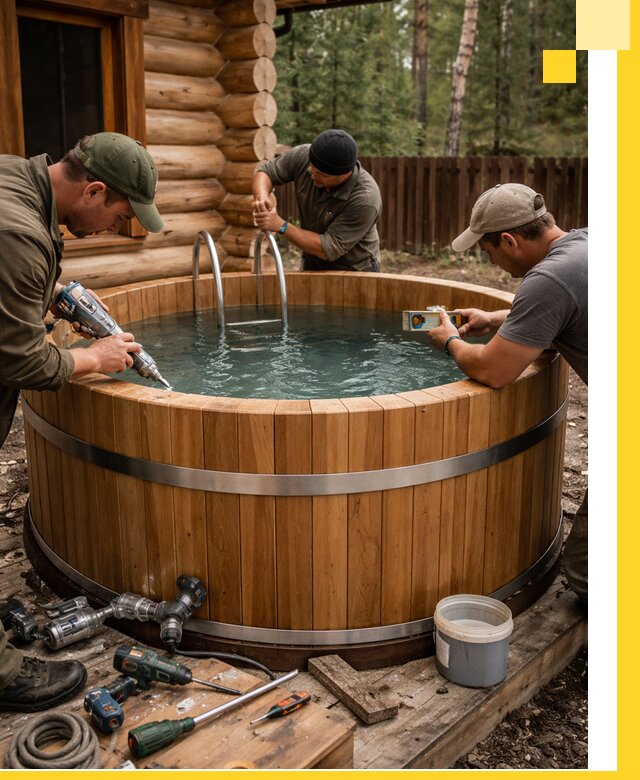 Строительство бань с купелью под ключ и отделкой в Мончегорске