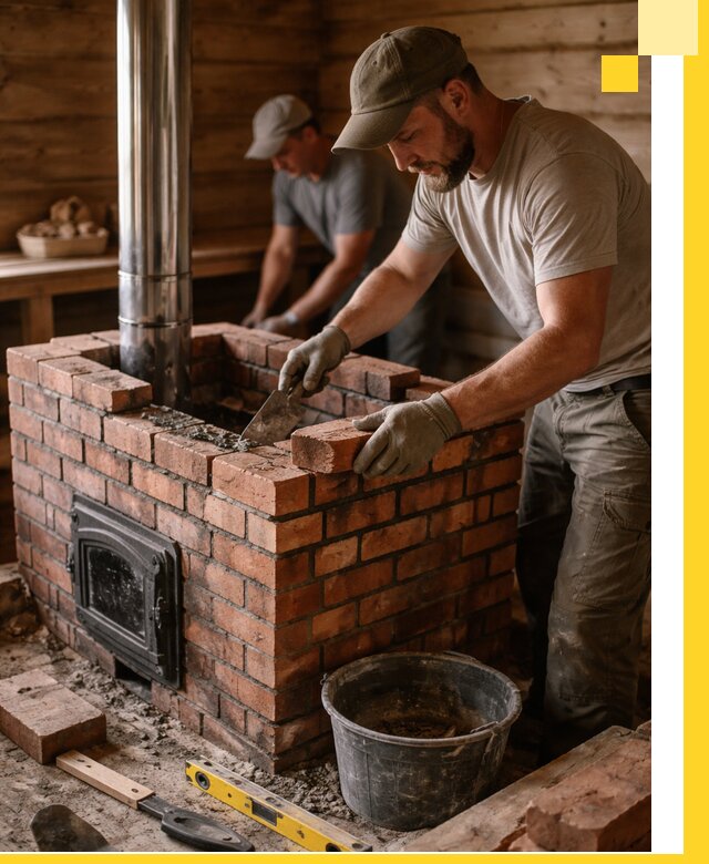 Кирпичные печи для бани под ключ в Мончегорске, проект и монтаж