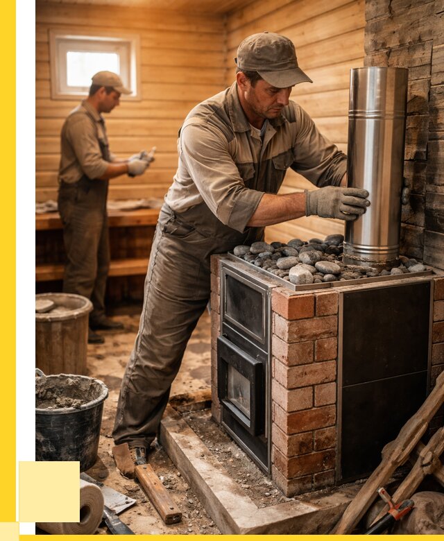 Монтаж печи в бане под ключ в Мончегорске от 20200 р. | ЭриданМнч