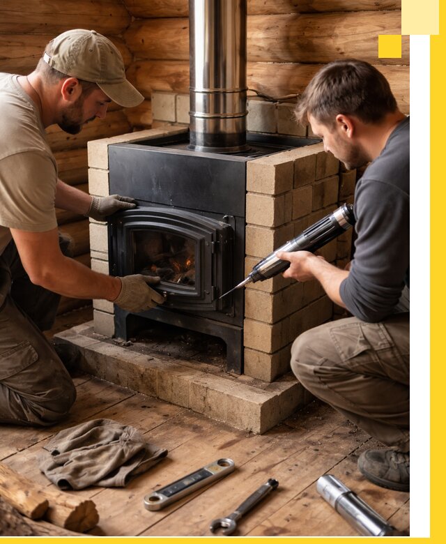 Монтаж и установка печи в бане под ключ с гарантией в Мончегорске