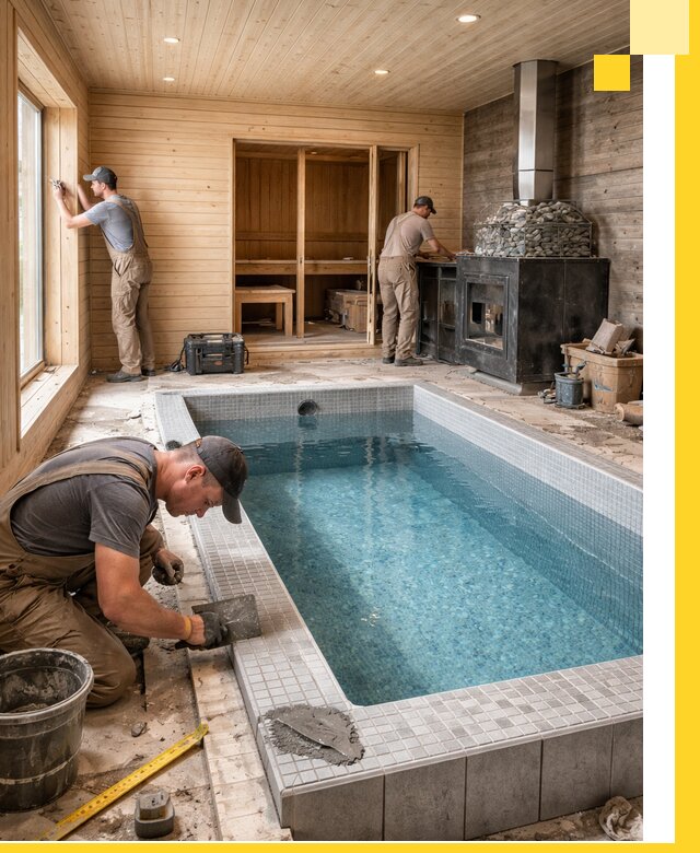 Проект бани с бассейном и сауной в Мончегорске под ключ