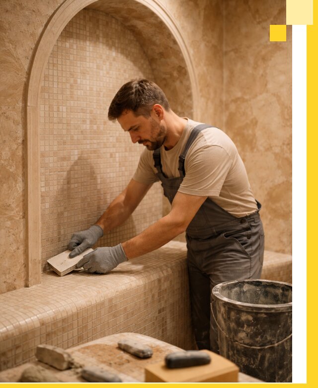 Профессиональная отделка хамамов с мозаикой под ключ в Мончегорске