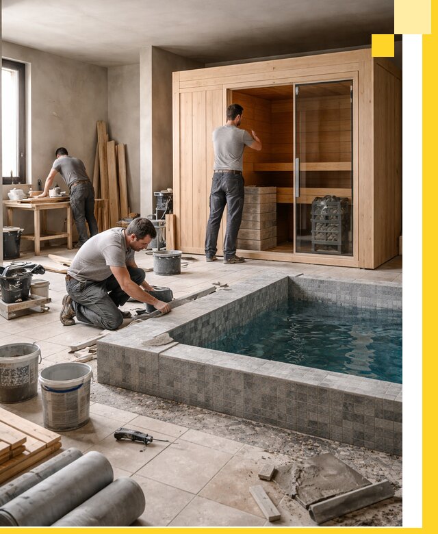 SPA зоны под ключ с бассейном сауной и печью в Мончегорске